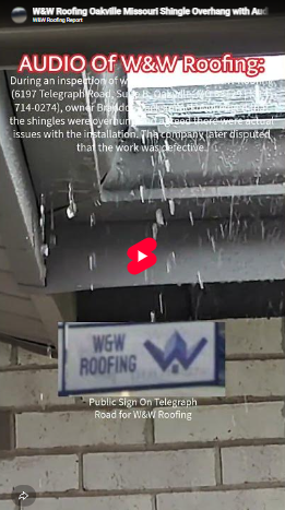 W&W Roofing Report Youtube Shorts Image, W&W Roofing STL, Oakville MIssouri, Roofing, Roofer, St Louis, STL, New Roof